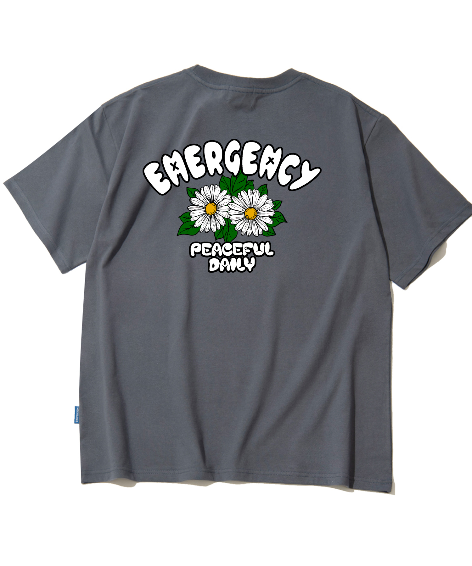 DOUBLE DAISY FLOWER GRAPHIC T-SHIRTS - GRAY