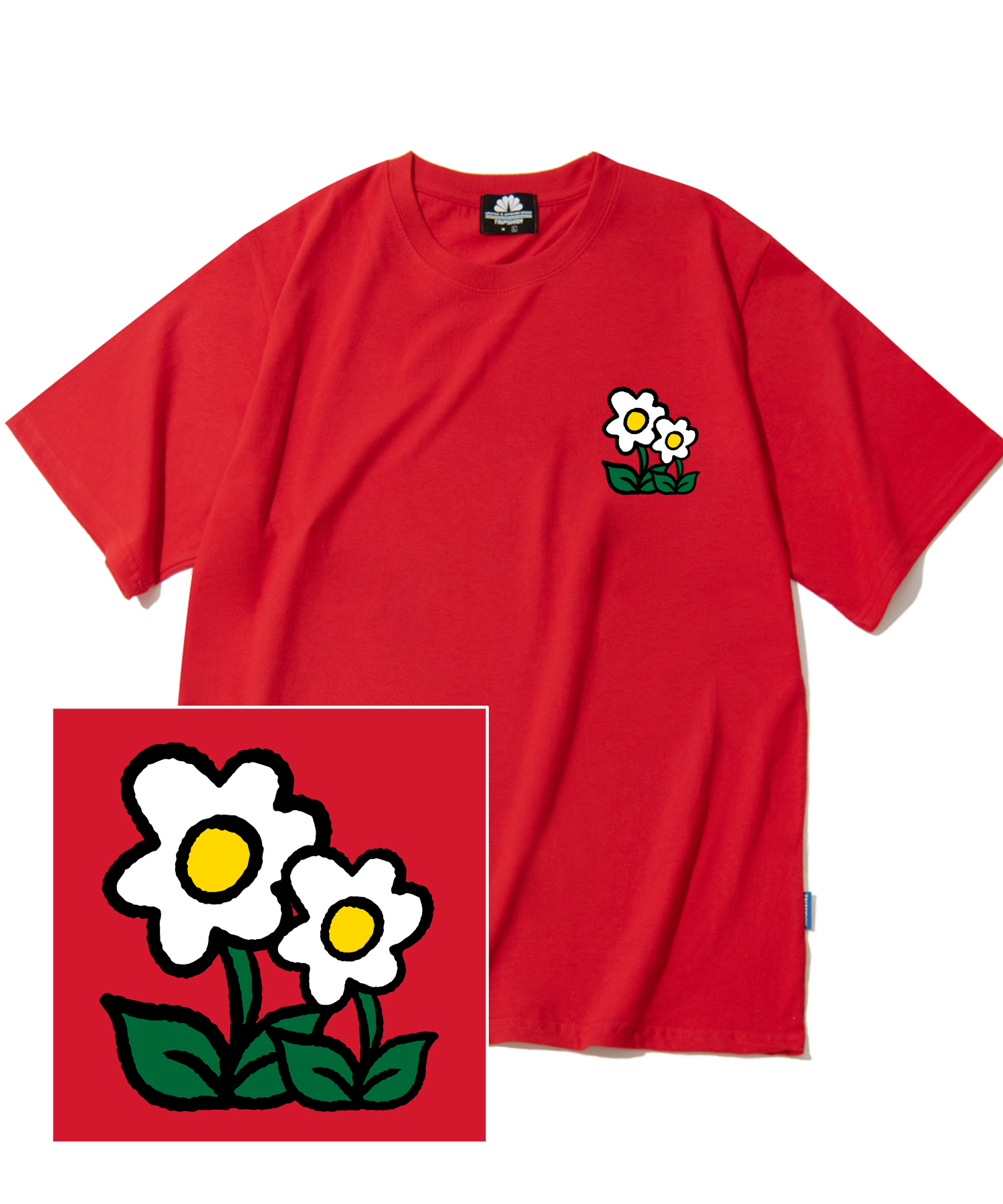 DOUBLE FLOWER LOGO T-SHIRTS - RED