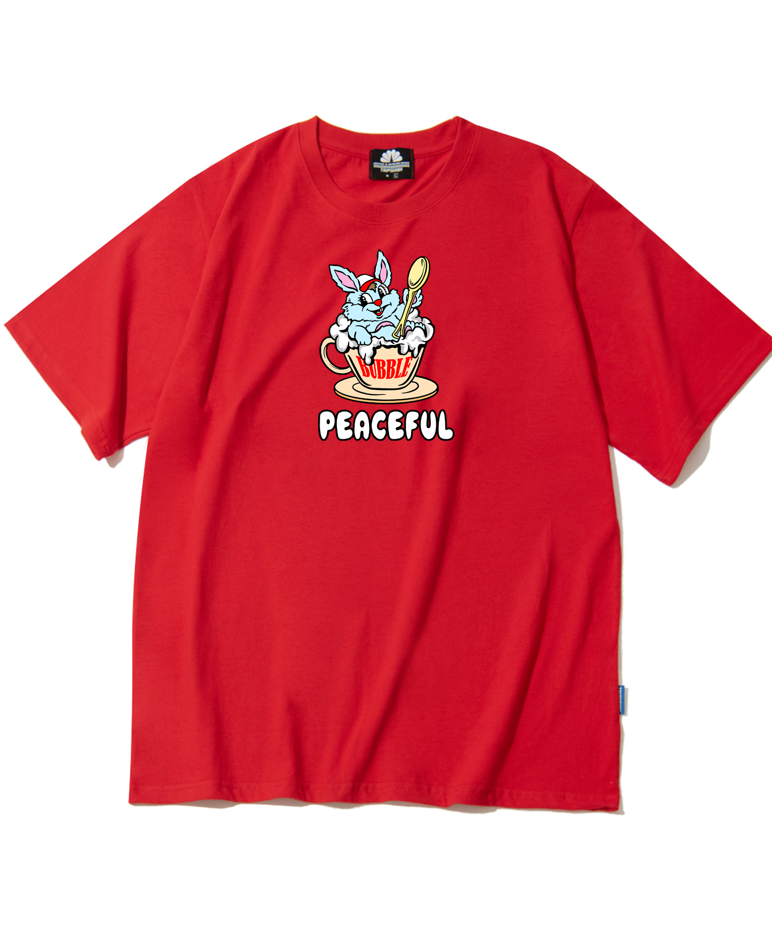 PEACEFUL RABBIT GRAPHIC T-SHIRTS - RED