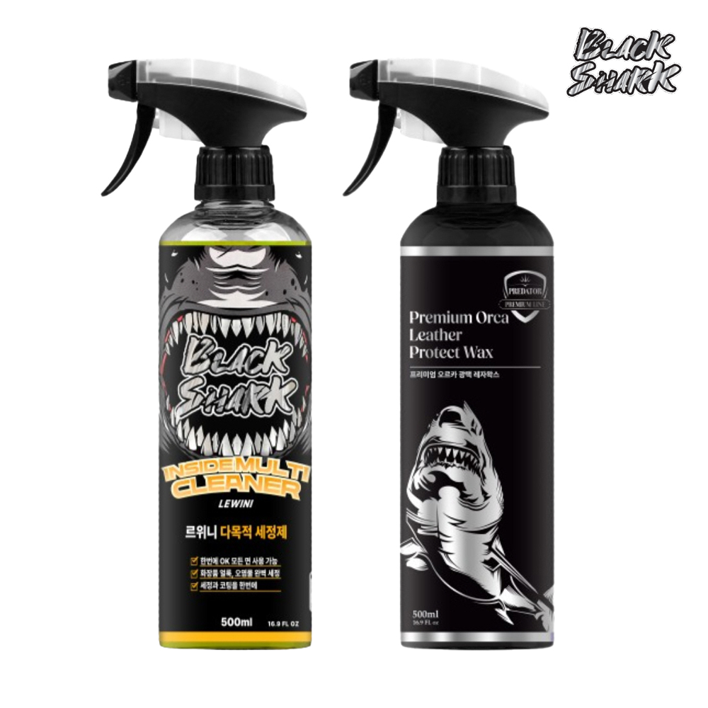 [블랙샤크] 실내세차 2종 세트 다목적 세정제 500ml+레자왁스 500ml