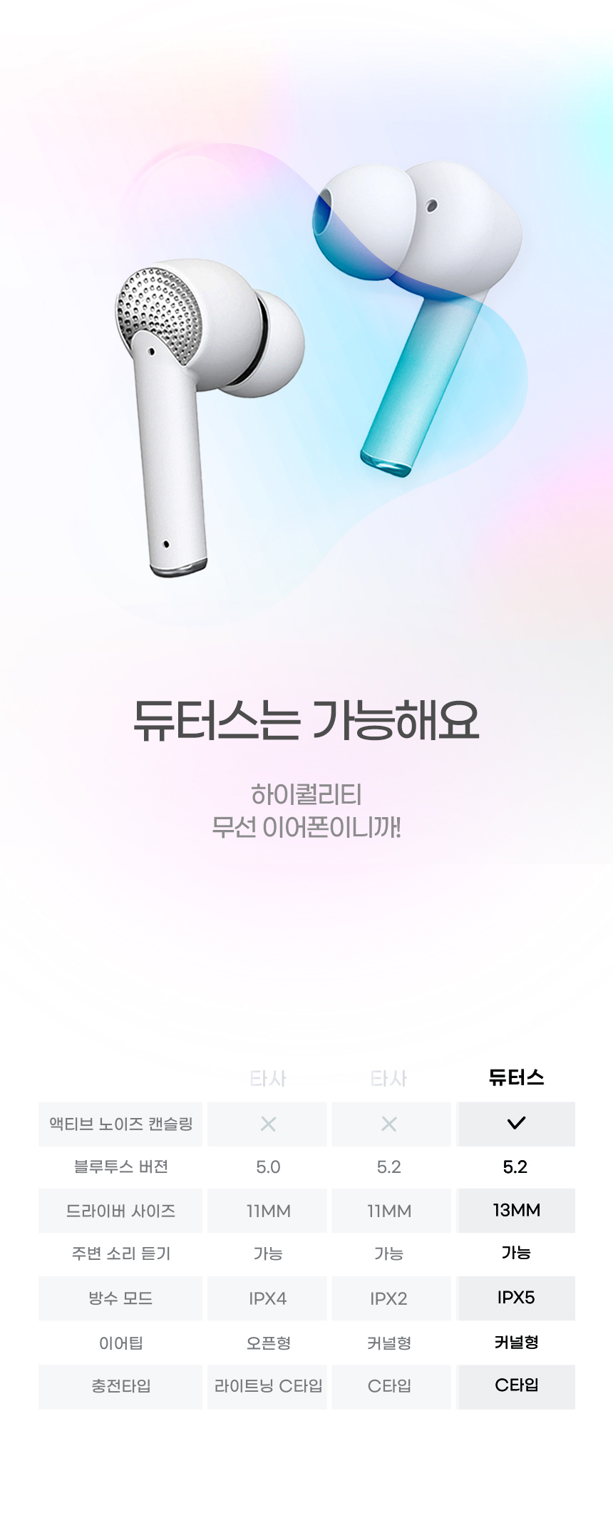 듀얼홈 듀터스 블루투스 무선이어폰 노이즈캔슬링 상세 이미지 9
