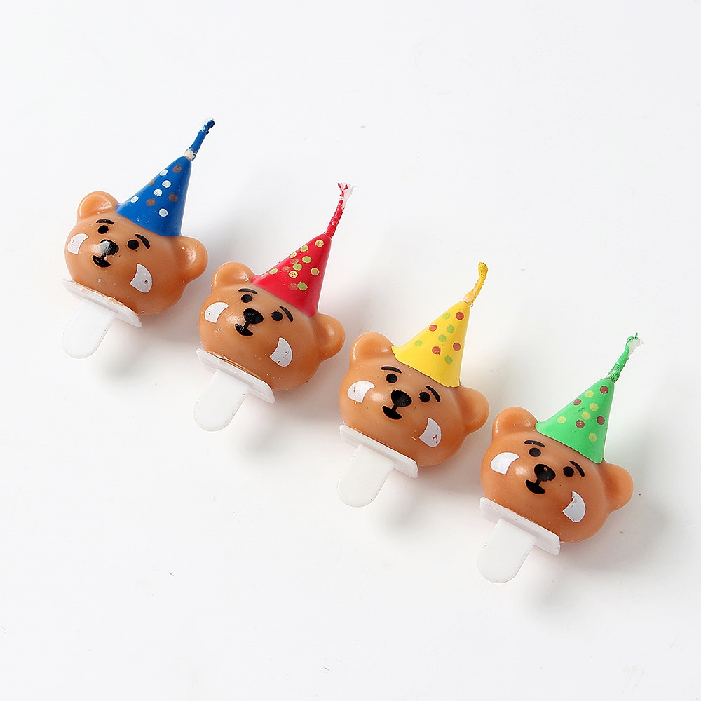Oce 생일초 고깔곰 4개입 케이크장식캔들 축하캔들 파티캔들