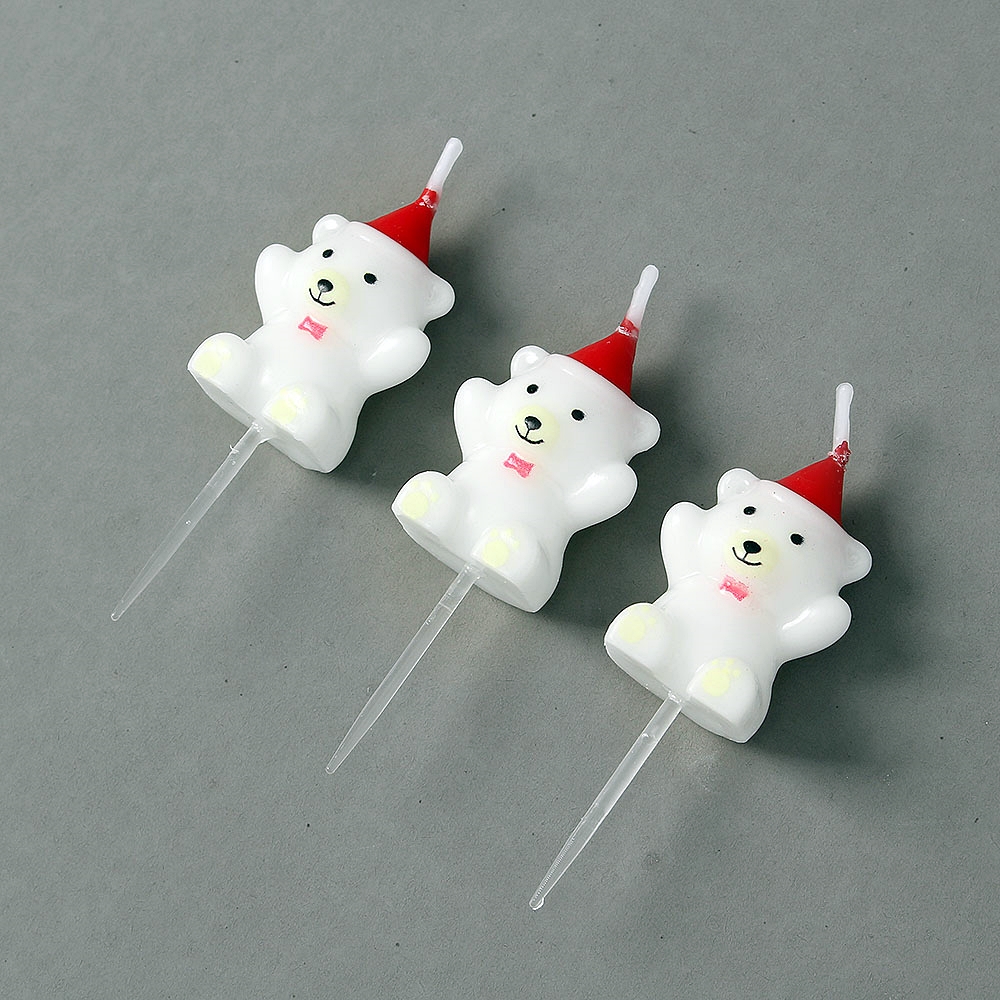 Oce 만세곰 생일초 3개 x 2세트 흰색 케이크장식캔들 파티초 케이크캔들