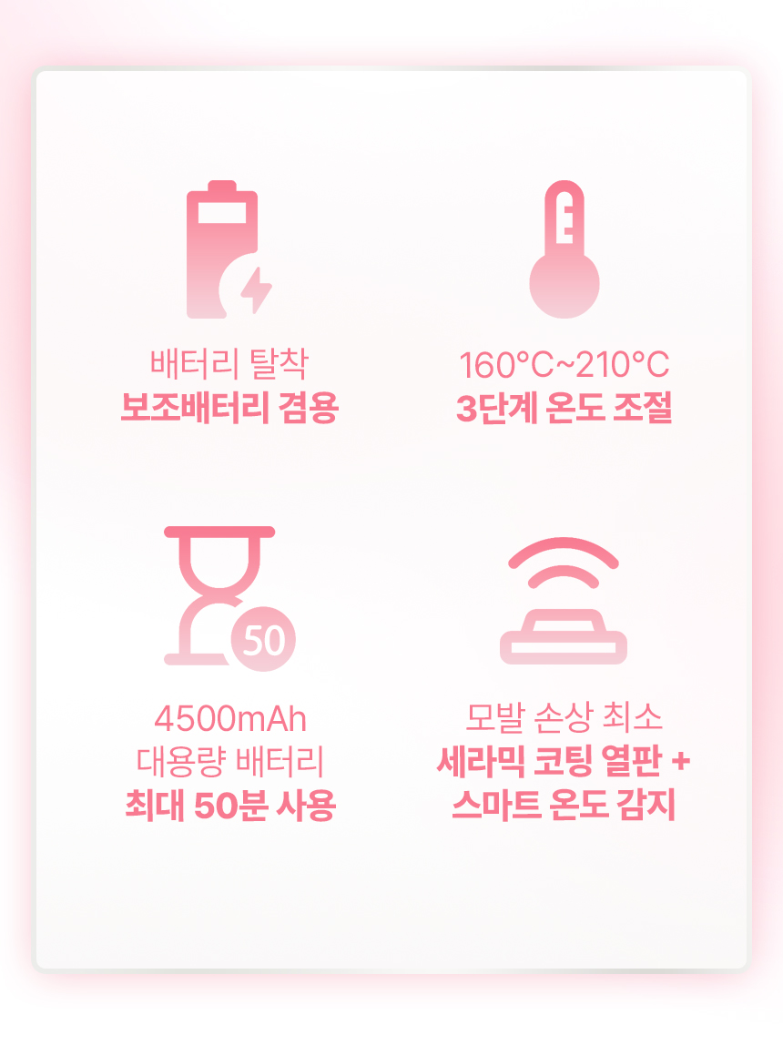 오아 프리온 무선 고데기 배터리 분리형 탈착형 고대기 비행기 기내반입 가능 미니 여행용 휴대용 앞머리 매직기 상세 이미지 14