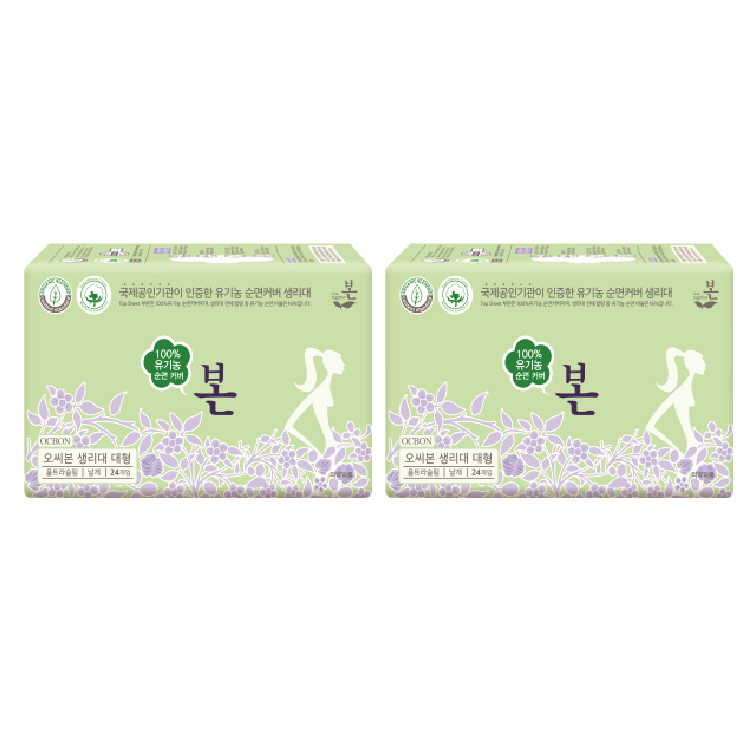 유기농본 생리대 대형 24P 2팩 4팩 6팩 8팩 구성