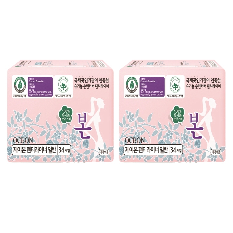유기농본 생리대 팬티라이너 34P 2팩 4팩 6팩 8팩 구성