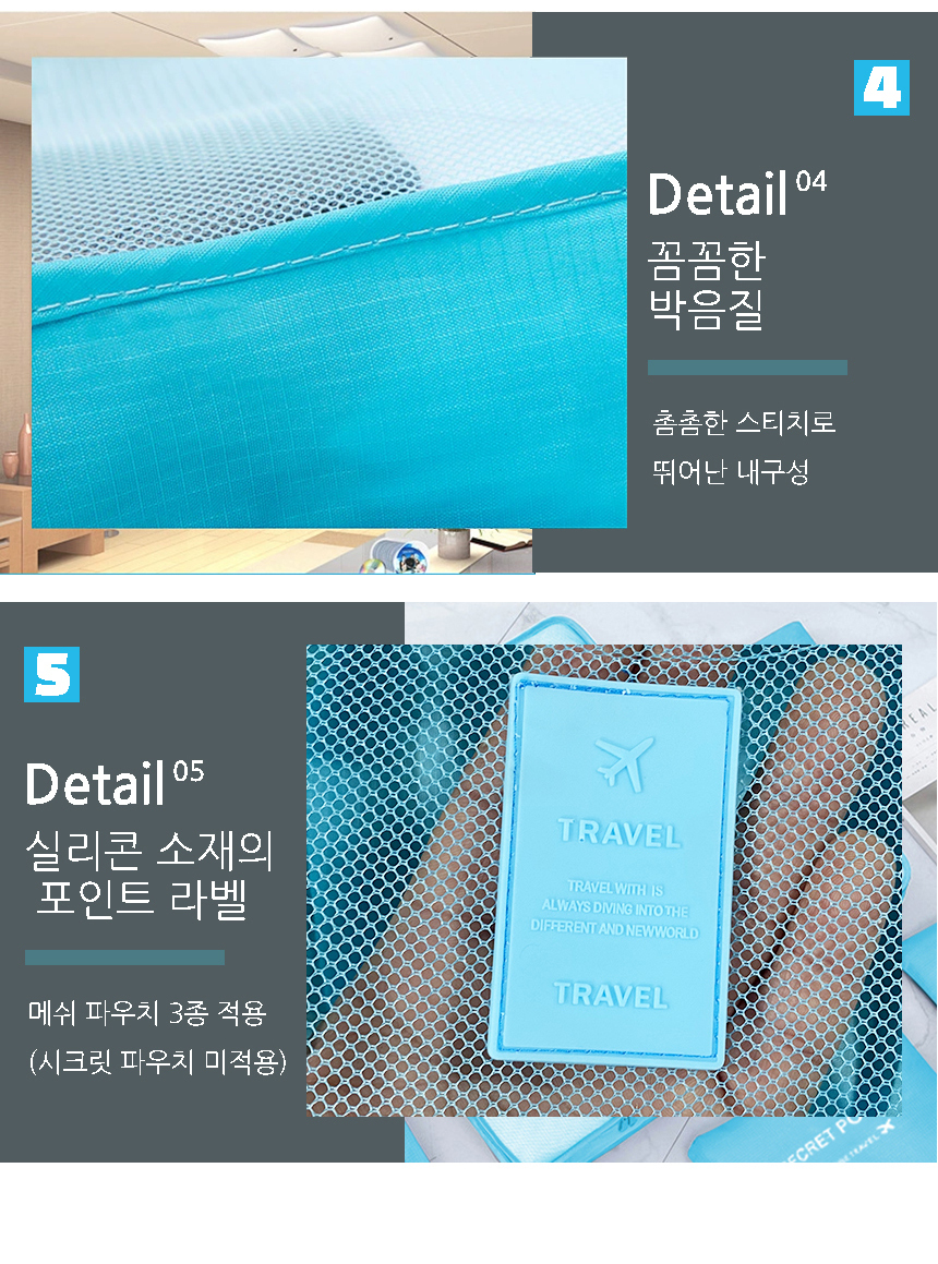 캐리어 여행용 파우치 6종 정리팩 이너백 세면도구 상세 이미지 9