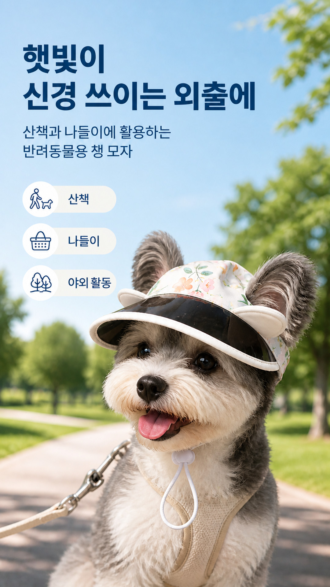 반려동물 썬캡 강아지 고양이 애견 모자 햇빛가리개 햇빛차단 PE 상세 이미지 2