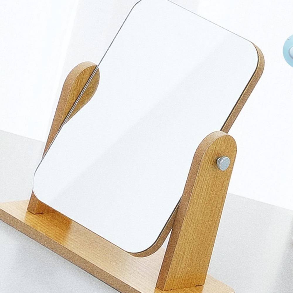 Oce 사각 나무 프레임 화장 메이크업 스탠드거울 각도조절 탁상거울 뷰티화장경 원형화장대조명