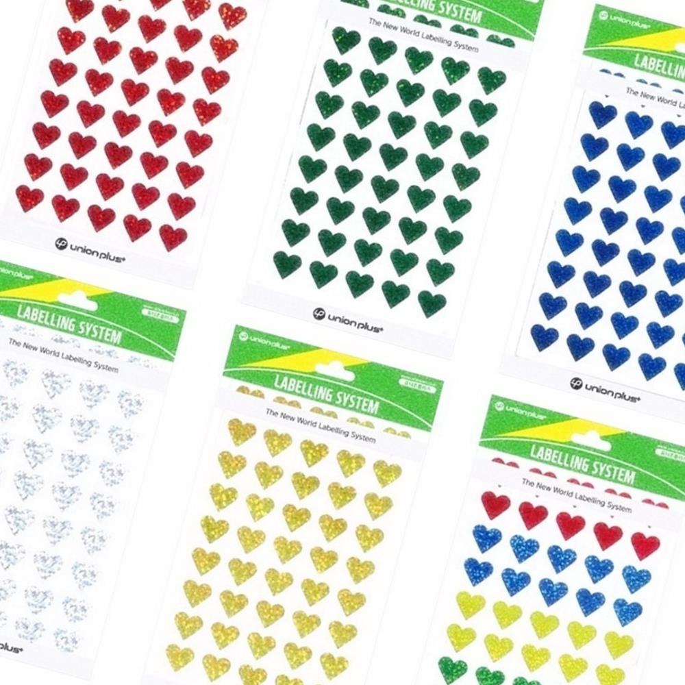 Oce 반짝이 컬러 하트 스티커 칭찬 다이어리 꾸미기 포인트 구분 마크 선물 봉투 실링 칼라 금별 은별