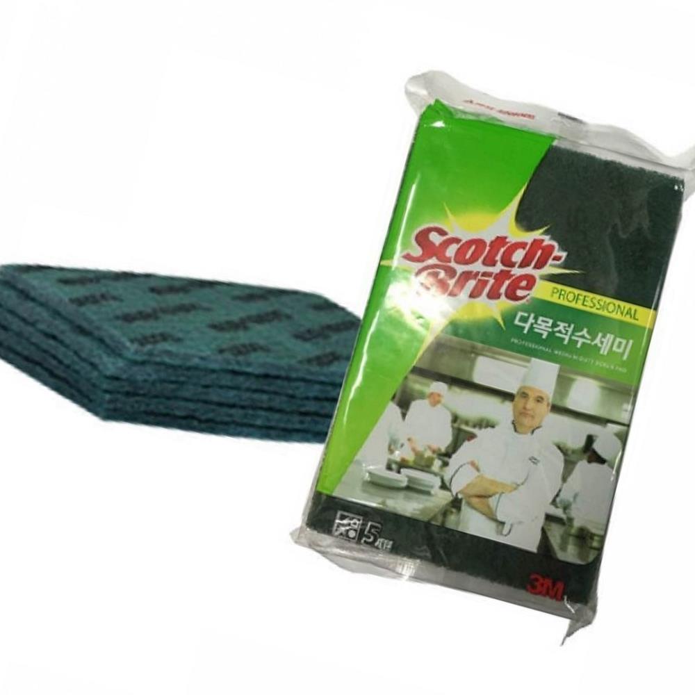 Oce 오래가는 세척력 찌든때 다용도 수세미 5장 업소수세미 더티스크럽 패드 녹색수세미