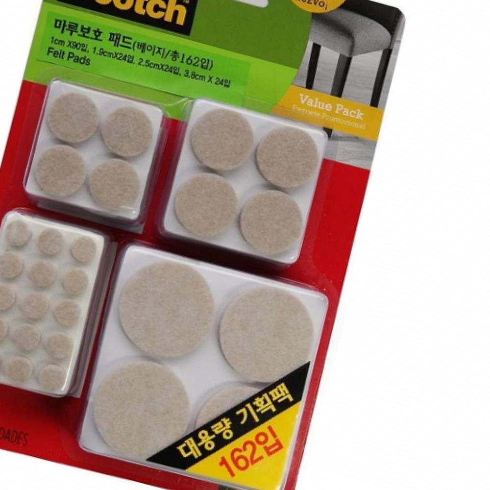 Oce 펠트 두꺼운 가구패드 원형 혼합 대용량 기획 162매입 바닥긁힘방지패드 의자긁힘방지 가구바닥펠트