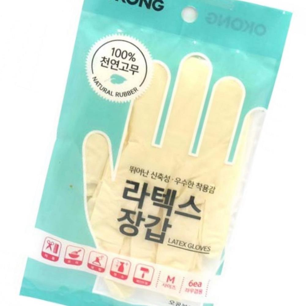 Oce 천연 라텍스 1회용 요리장갑 작업글로브 M 3켤레 비닐 일회용 요리사 셰프 주방 세프