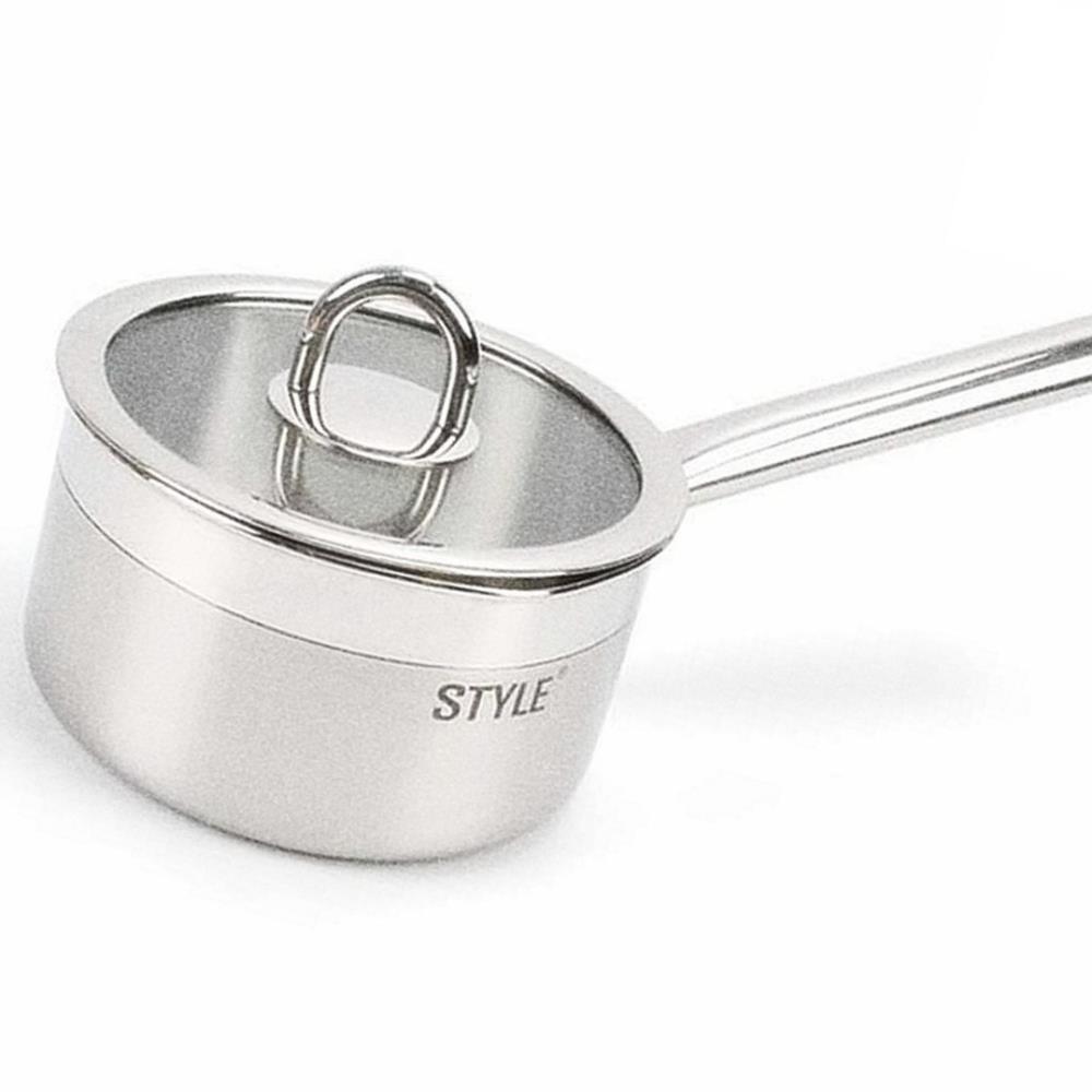 Oce 통3중 스텐 이유식 긴손잡이 눈금 냄비 15cm 304스텐 한손 깊은 냄비 이유식 조리기