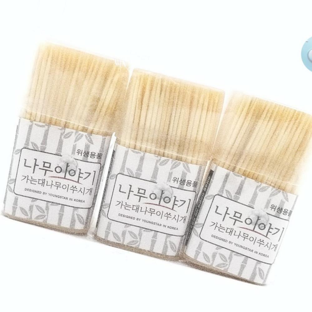 Oce 슬림 뱀부 이쑤시게 300개 3통 식당 업소용 요지 과일 꽂이 대나무 요지 toothpick