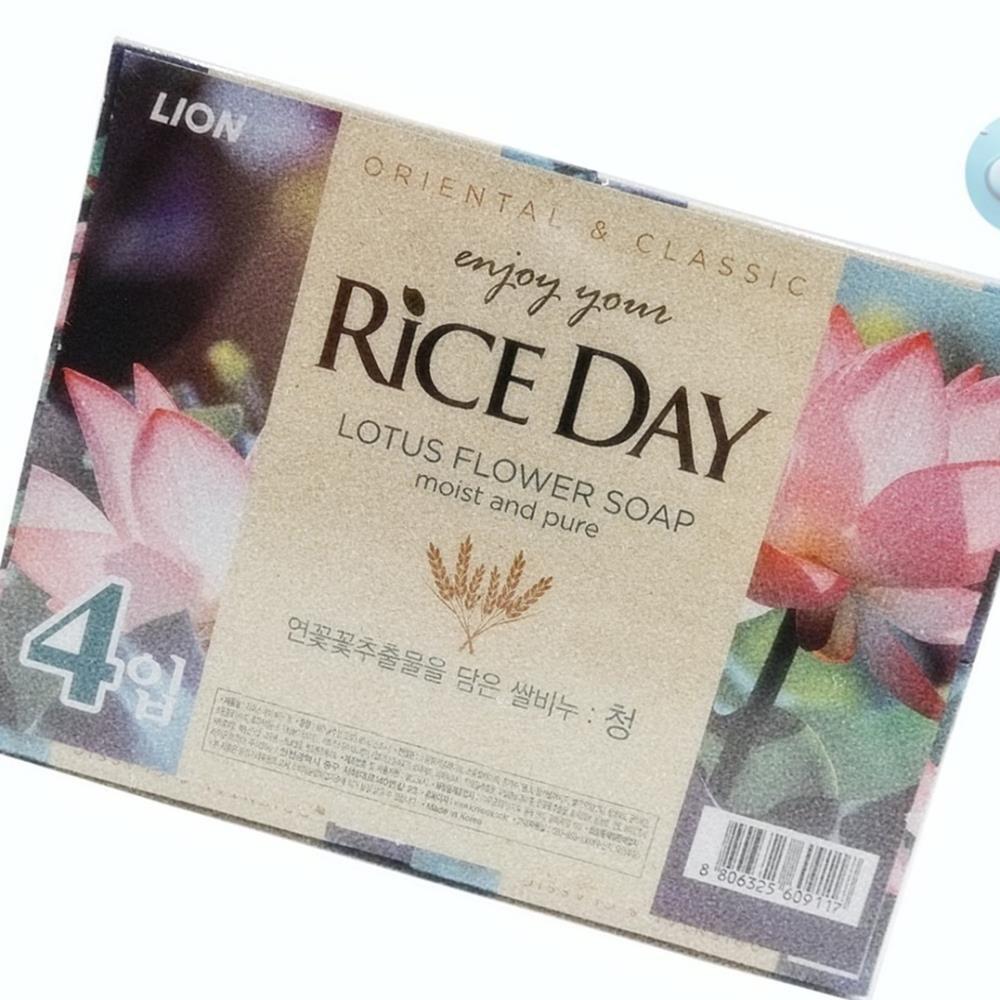 Oce 자연보습 성분 쌀 비누 라이스 연꽃어성초 함유 4개입 병원 목욕탕 욕실 화장 미용 비누 soap