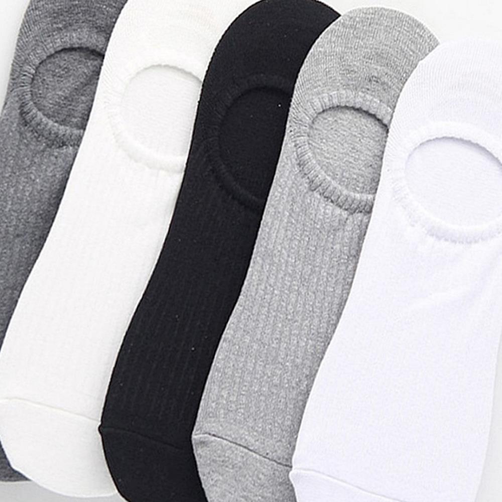 Oce 면혼방 땀흡수 골지 남자 페이크삭스- 3켤레 스니커즈흰색 남성양말 실리콘회색덧버선 청소년칼라 아이보리