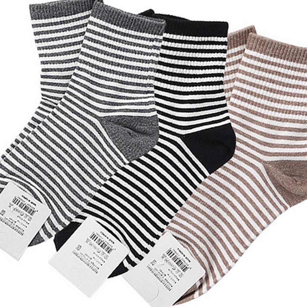 Oce 여성 중목 면혼방 국산 가는 줄무늬 양말 갈흰3켤레 캐쥬얼 삭스 단화 교복 스니커즈 운동화 얀말