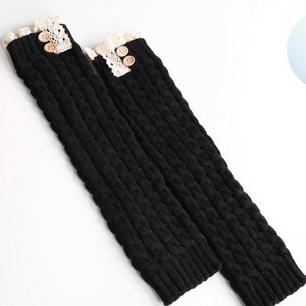 Oce 니트 다리 토시 종아리 워머 블랙 45cm 방한 반 레깅스 보온 발 토시 꽈배기 양말