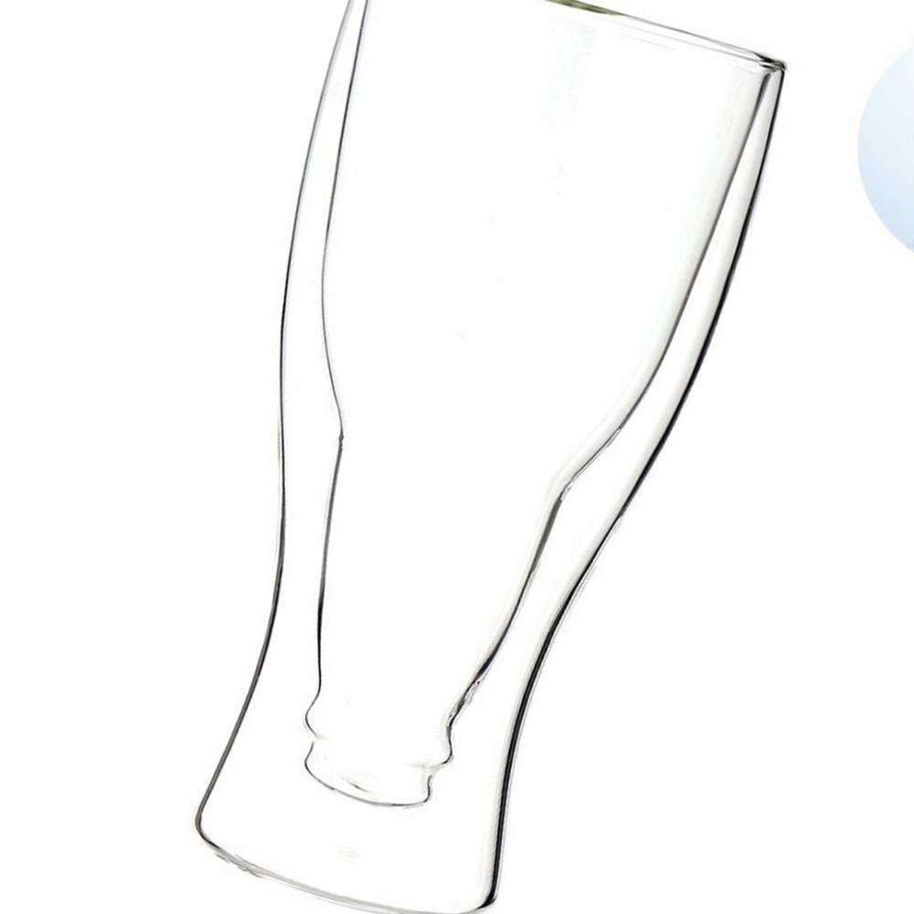 Oce 아이스 칵테일 하이볼 생맥주 잔 재밌는 컵 400ml 보온보냉 플리츠 컵 유리 술잔 진공 이중 유리컵