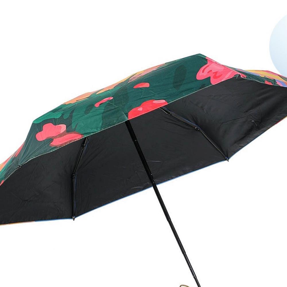 Oce 컬러아트 암막 6단 초미니 우산겸 양산 블랙 로즈문 컬러풀 소형 양우산 초경량 휴대용 양산 수동 접이식 우산