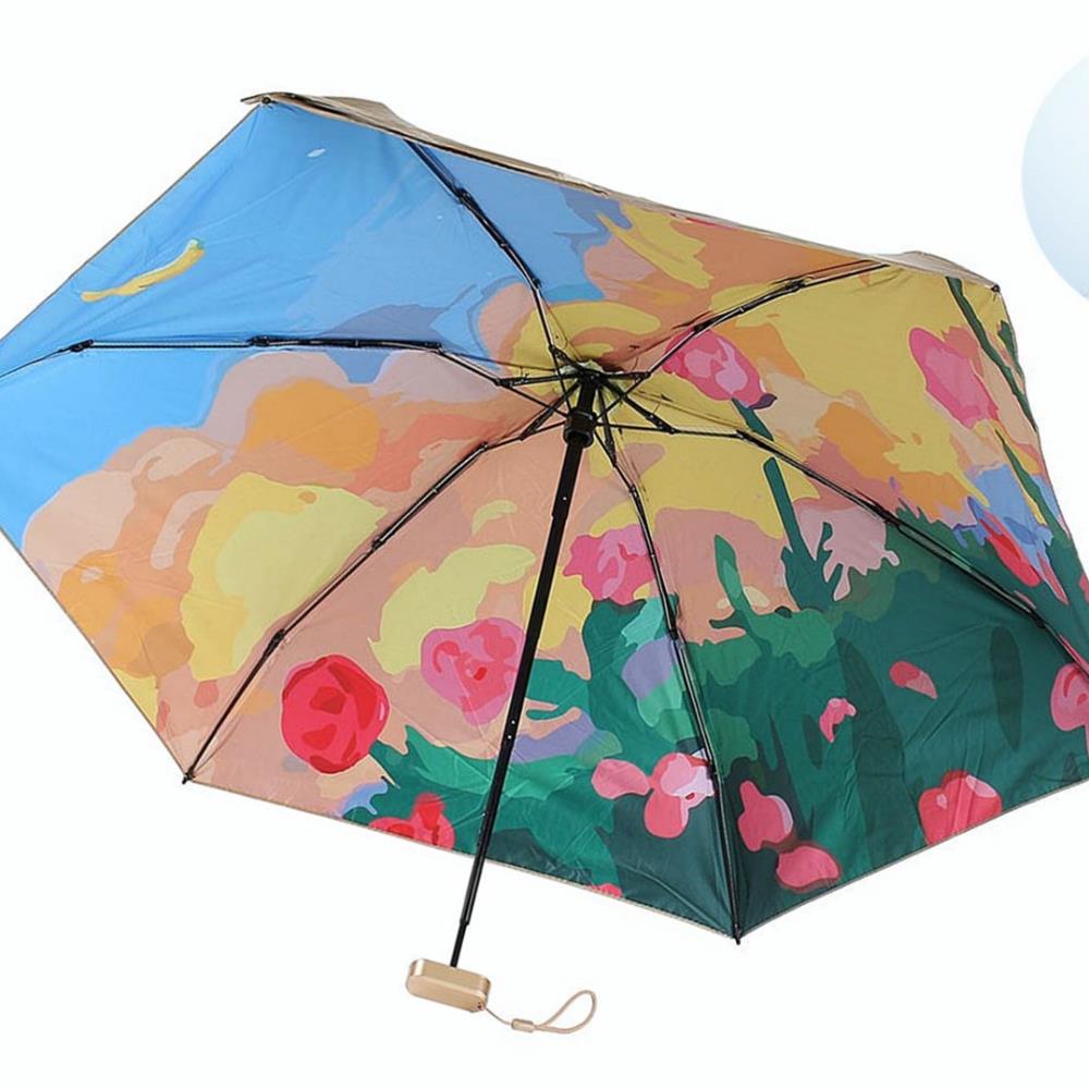 Oce 컬러아트 암막 6단 초미니 우산겸 양산 골드 로즈문 썬쉐이드  썬세이드 컴팩트 작은 우양산 튼튼한 우양산