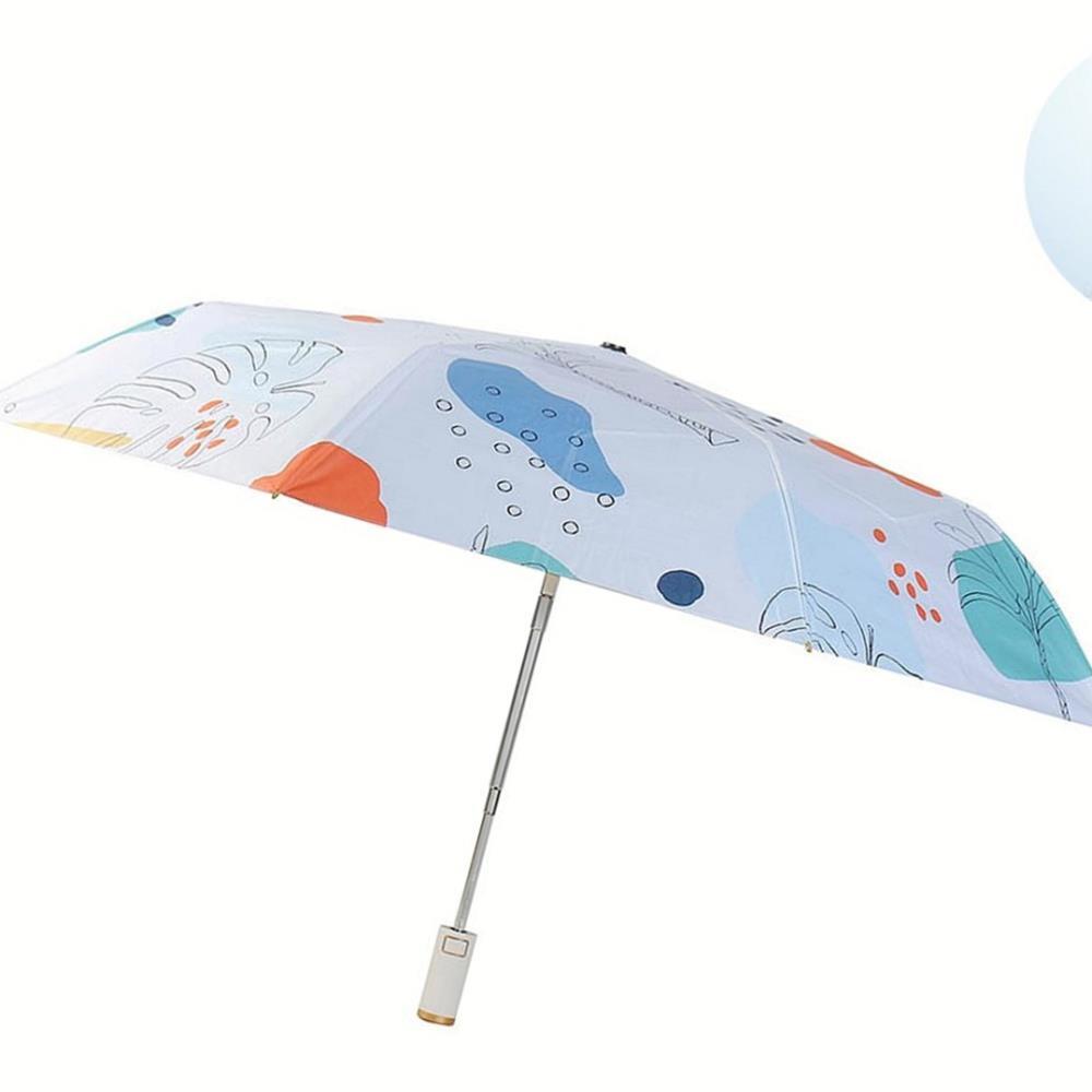 Oce 이쁜 3단 완전 자동우산 겸 양산 잎사귀 골드 휴대용 자동우산 방수 방풍 우산 접이식  가벼운 단우산