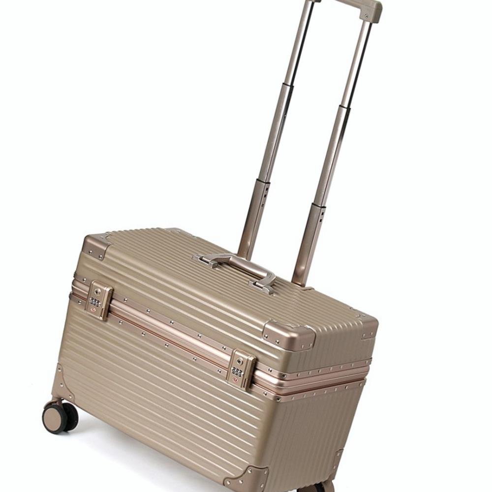 Oce TSA 키 공항 가방 가로 캐리어 20형 샴페인골드 미니 트랩백 상자 케리어 튼튼한 끄는 바퀴 가방