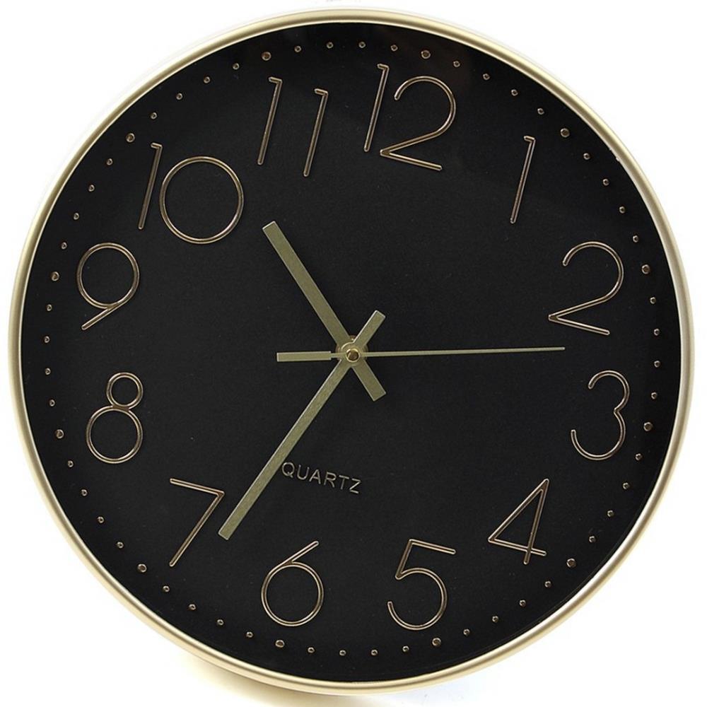 Oce 원형 벽걸이 저소음 수면 시계 29cm 블랙골드 예쁜 벽걸이 워치 아이방 시개 도서실 사무실 시계