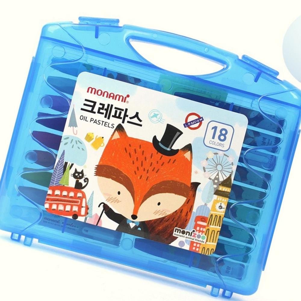 Oce 어린인 18색 크레파스 블루 어린이 색칠 도구 미술 크래파스 미술도구