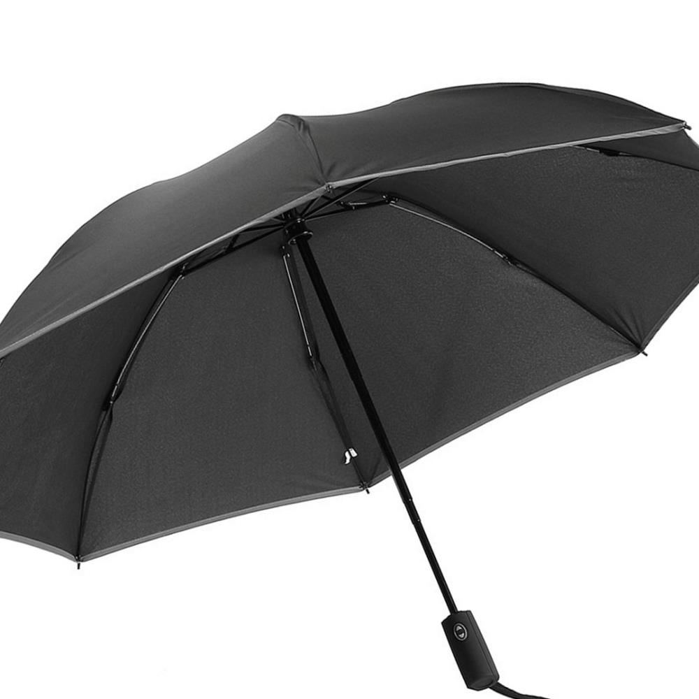 Oce 3단 거꾸로 접는 자동 안전 우산 블랙 양산 대용 휴대용 형광 썬쉐이드 햇빛 가림막