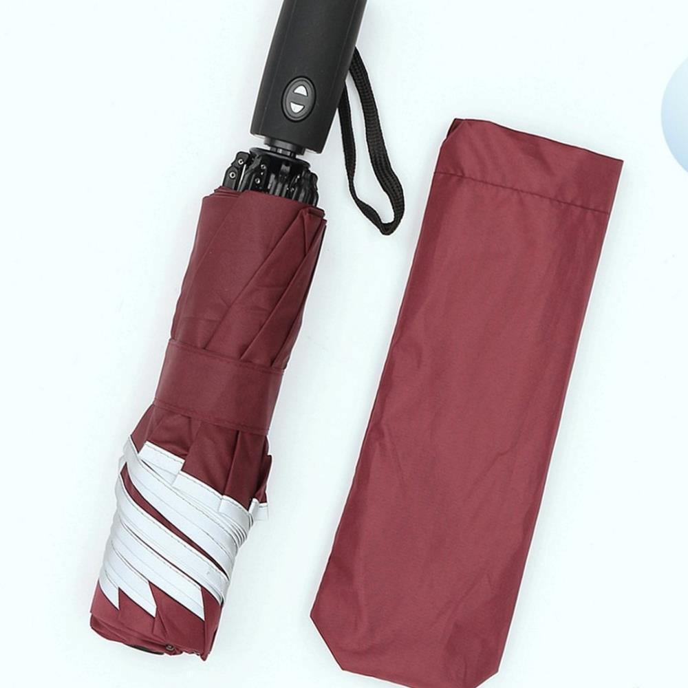 Oce 3단 거꾸로 접는 자동 안전 우산 레드 선쉐이드 선세이드 양산 대용 휴대용 SUNSHADE