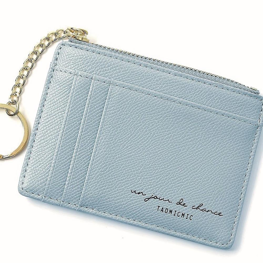 Oce 예쁜 동전 포켓 레더 신분증 얇은 지갑 블루 소형 명함 purse 손지갑 달러 wallet