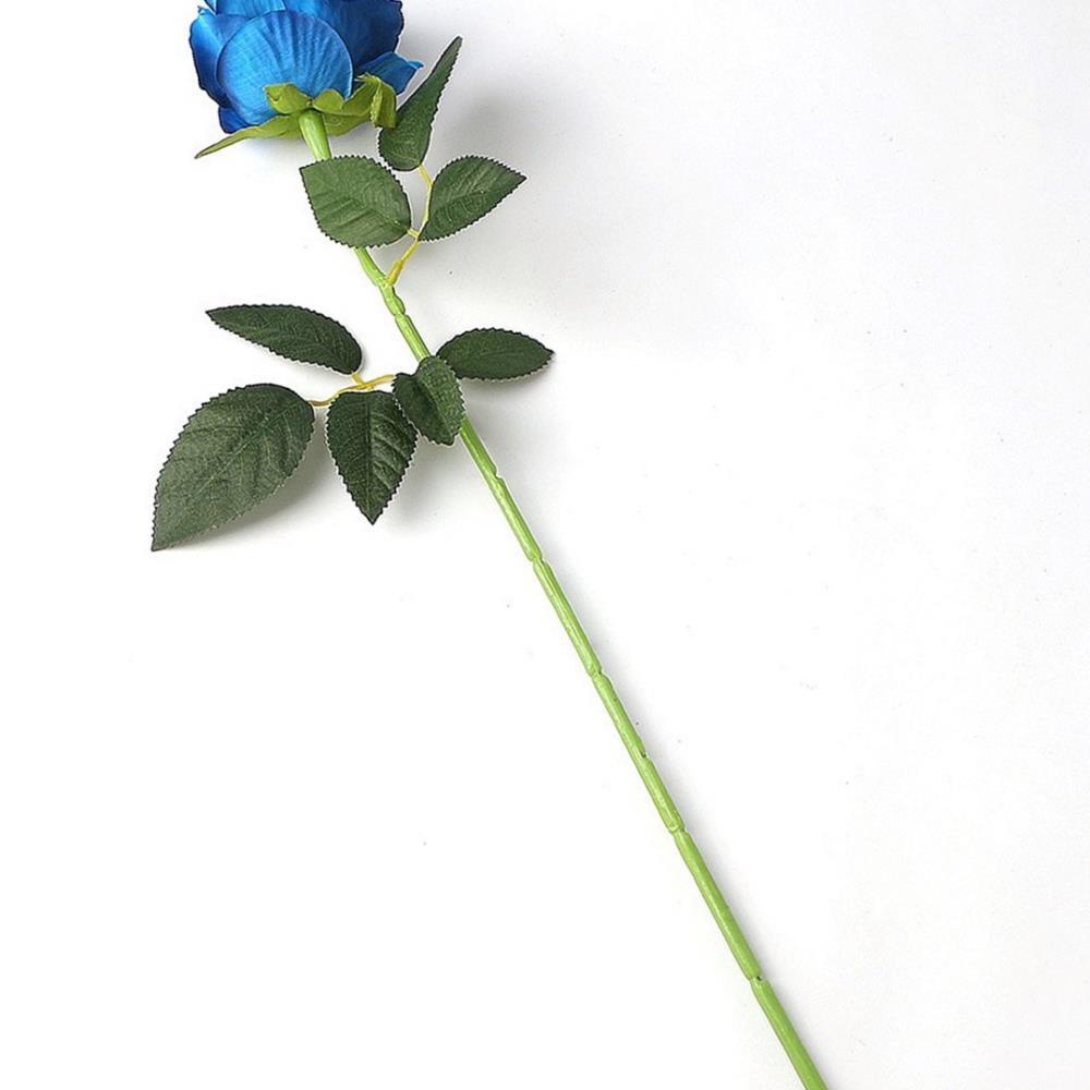 Oce 예쁜 조화꽃 한송이 벨벳 로즈 파란 장미 블루플라워데코 푸른색인조꽃다발 식탁가짜꽃