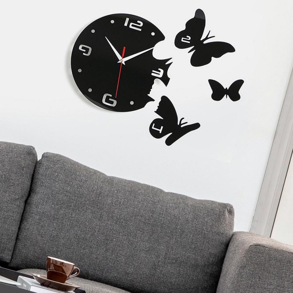 Oce 월데코 벽 디자인 시계 살랑나비 (블랙) 사무실 꾸미기 스티커 월아트 무브먼트 키친 까페 벽면 장식