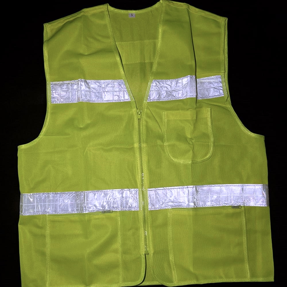 Oce 지퍼 주머니 반사띠 형광 안전 조끼 야간 안전 작업복 야광 베스트 발광 반사복