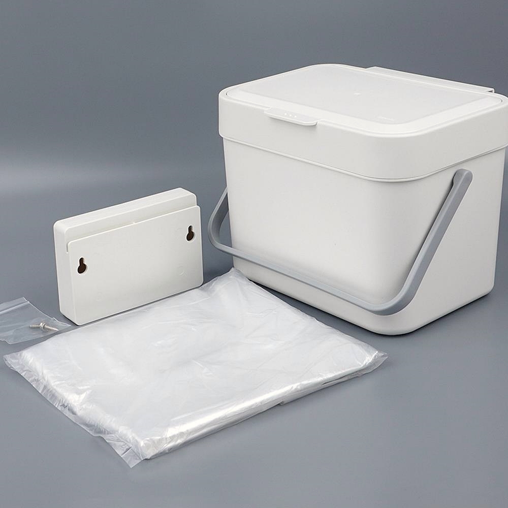 Oce 벽고정 트래쉬캔 뚜껑 휴지통 걸이형 수거함 비닐봉투 걸이 싱크대 문 수납함