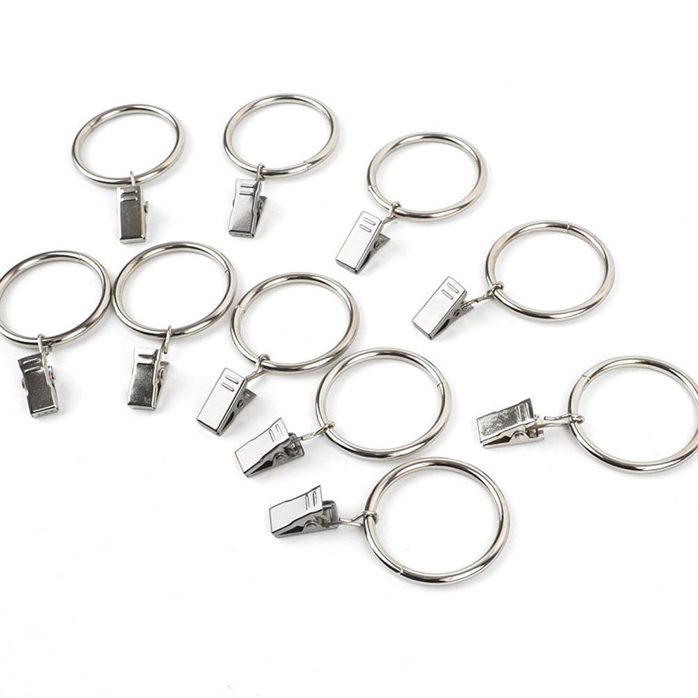 Oce 집게 달린 커텐링 10p 실버 커튼링 집개 홀더 걸이