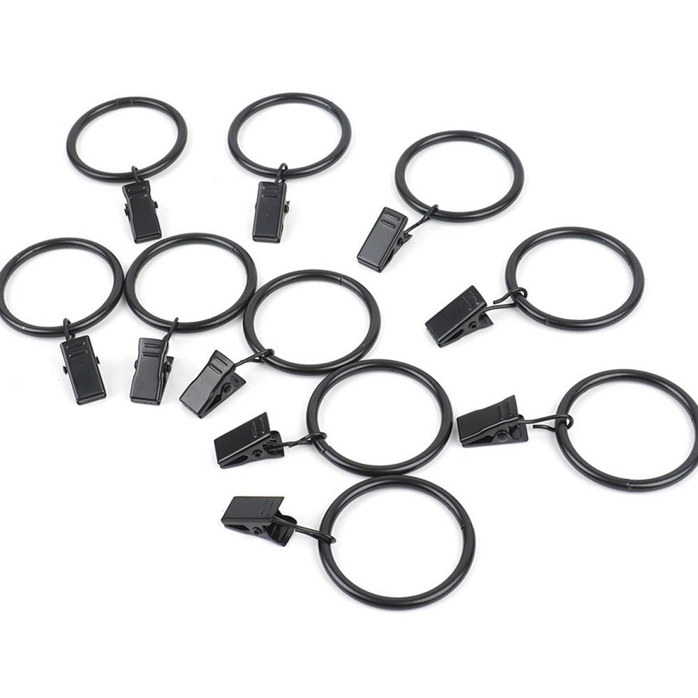 Oce 집게 달린 커텐링 10p 블랙 홀더 샤워 커텐핀 걸이