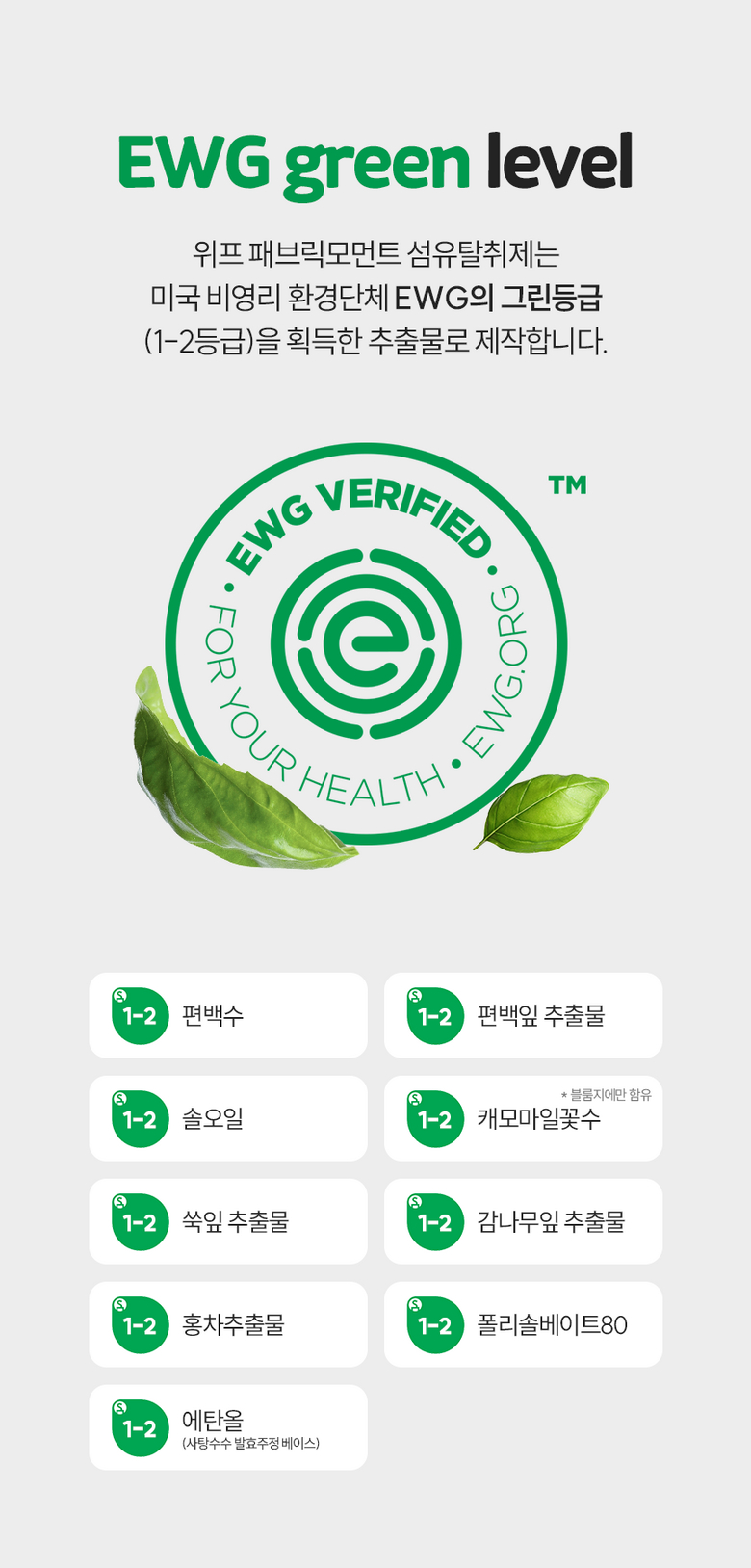 EWG 그린등급 원료 성분 목록 안내
