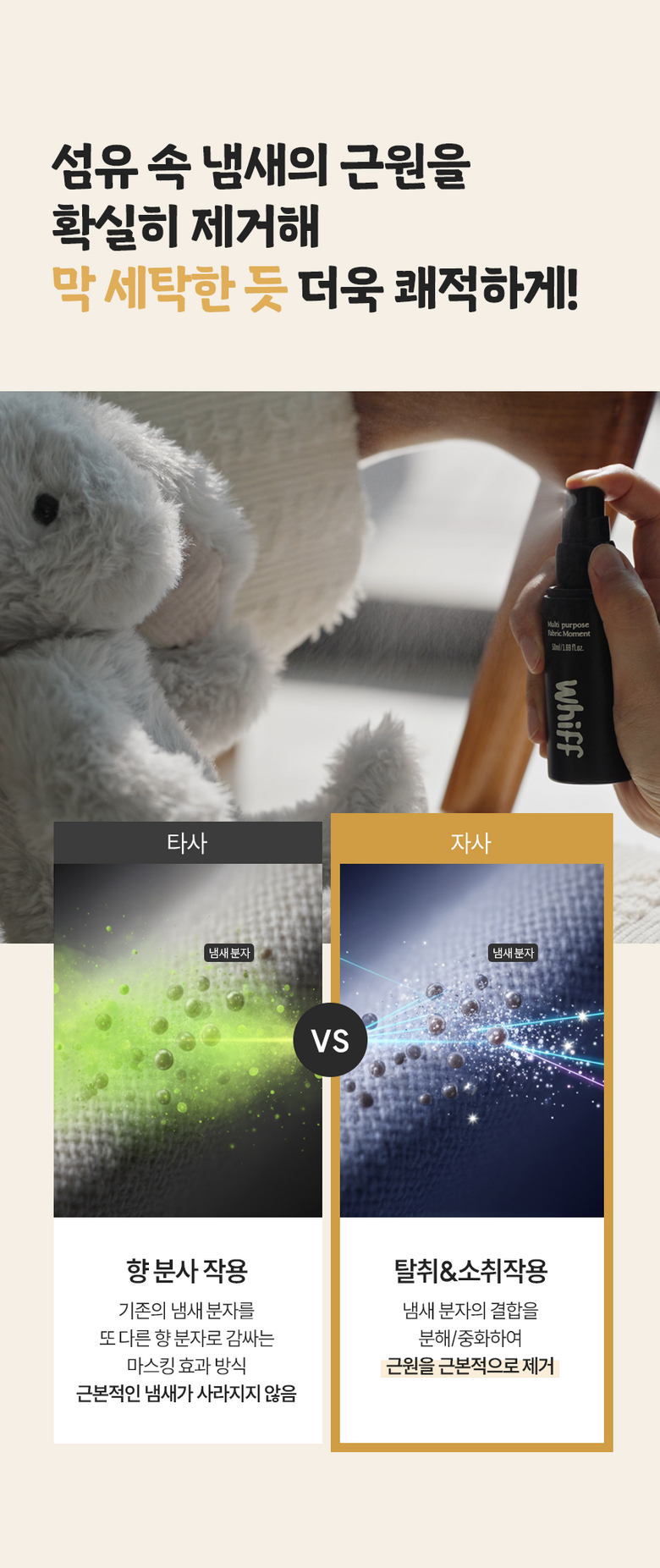 타사 향 분사 vs 위프 탈취 소취 비교