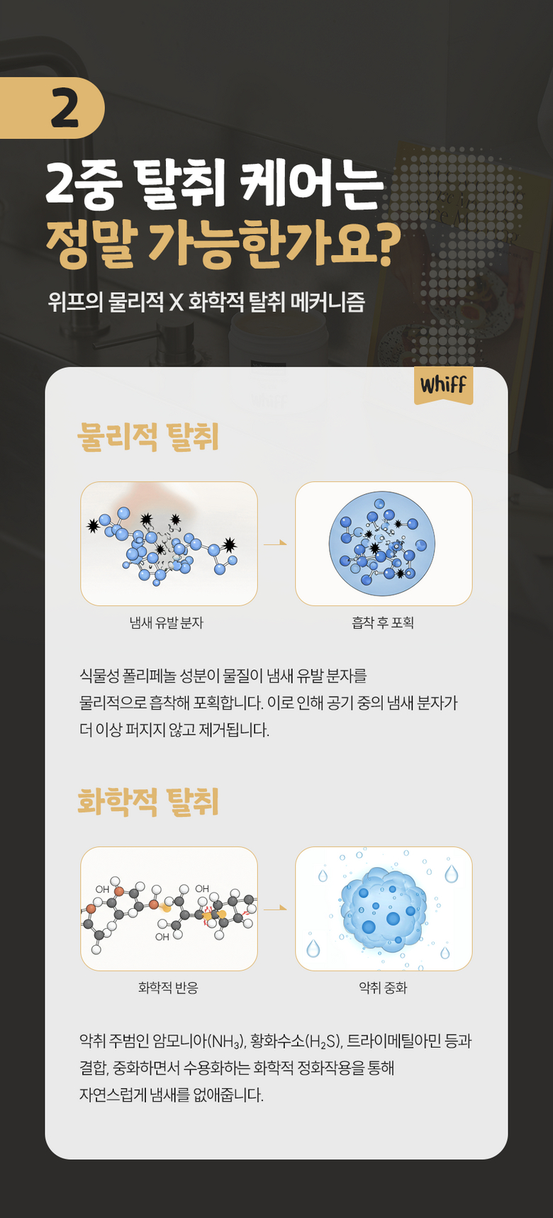 위프 2중 물리적 화학적 탈취 메커니즘