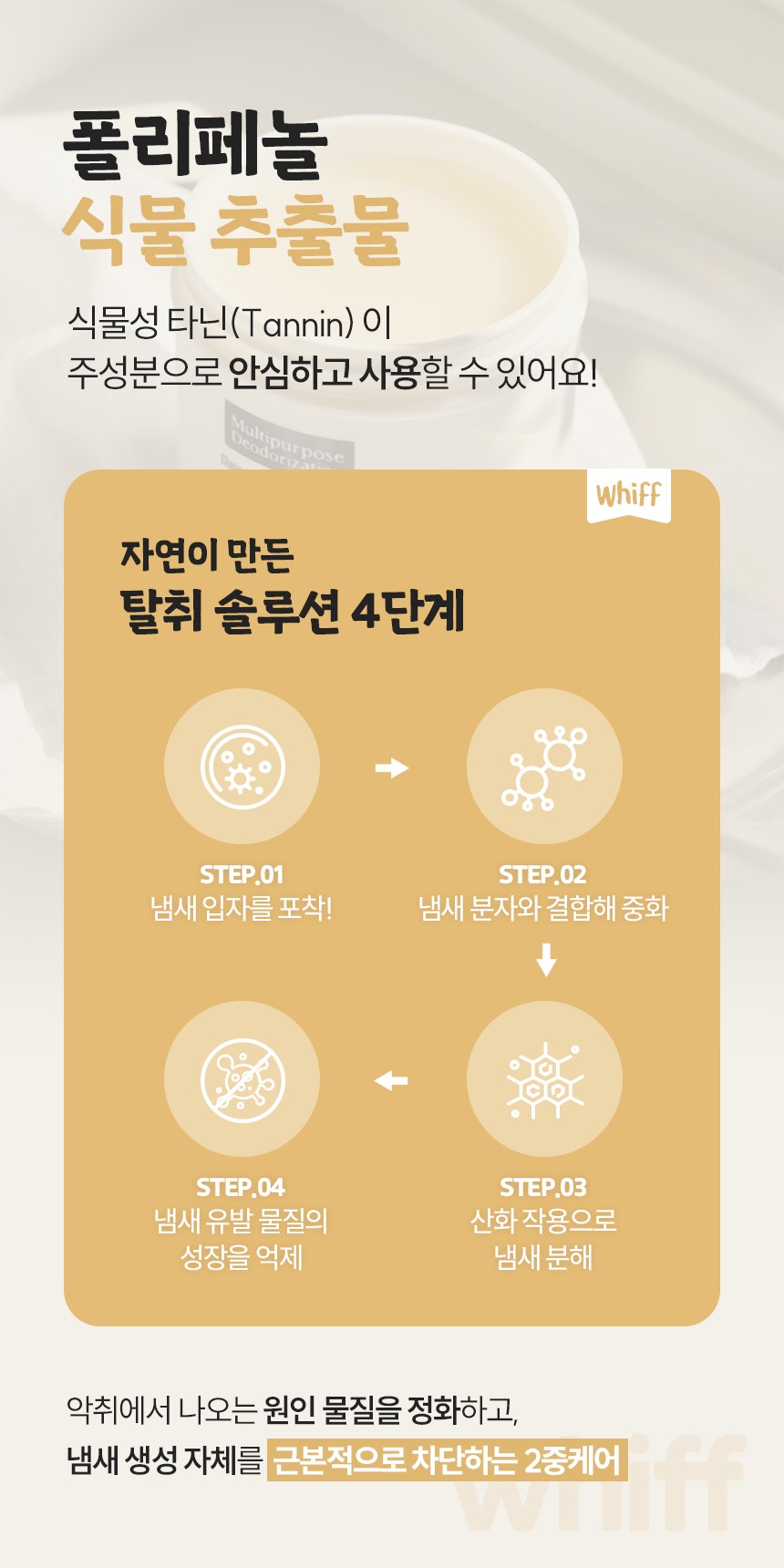 폴리페놀 식물 추출물 탈취 4단계