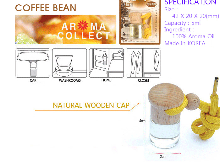 CAR HOME HANGING AIR FRESHENER AROMA ESSENCE OIL COFFEE BEAN  