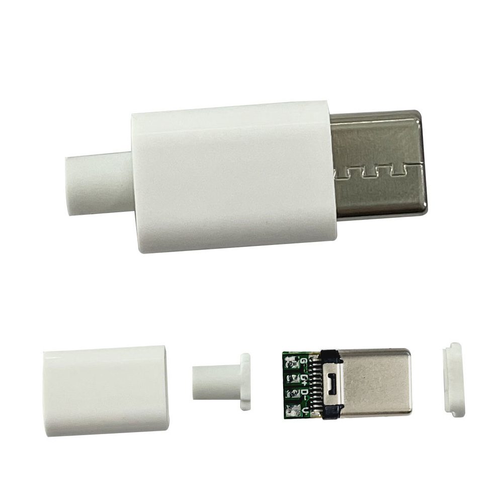 USB-C 커넥터 수타입 4핀 케이스 키트 3A 흰색 HAC6312