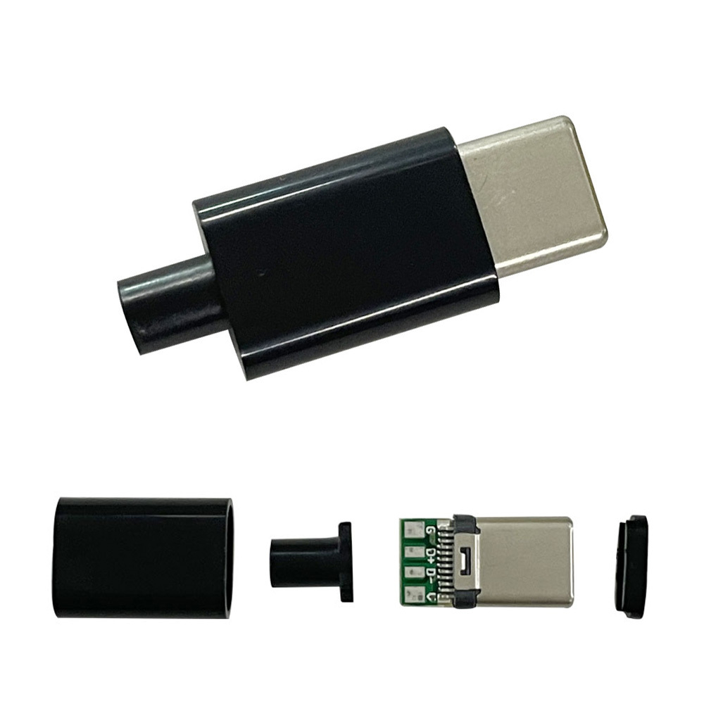 USB-C 커넥터 수타입 4핀 케이스 키트 3A 검은색 HAC6313