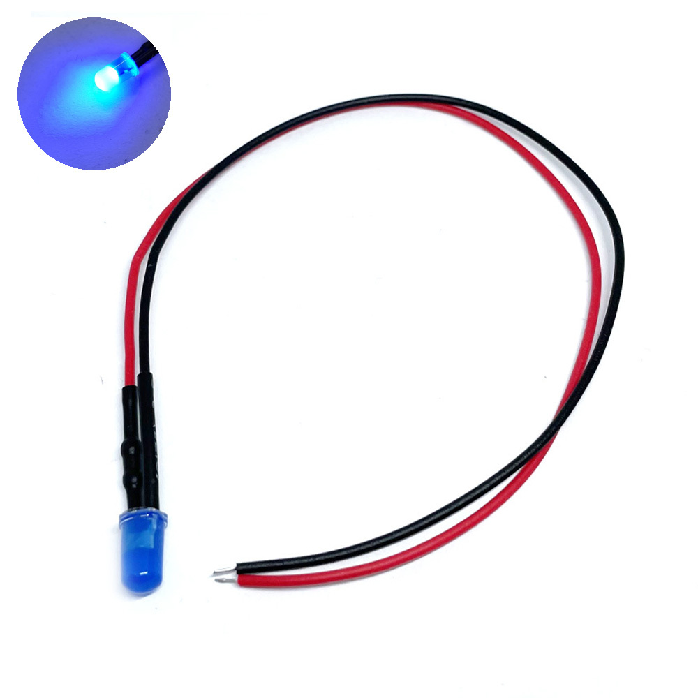 12V 5mm DIP LED 발광다이오드 블루 하네스 케이블 20cm (HAL6404)