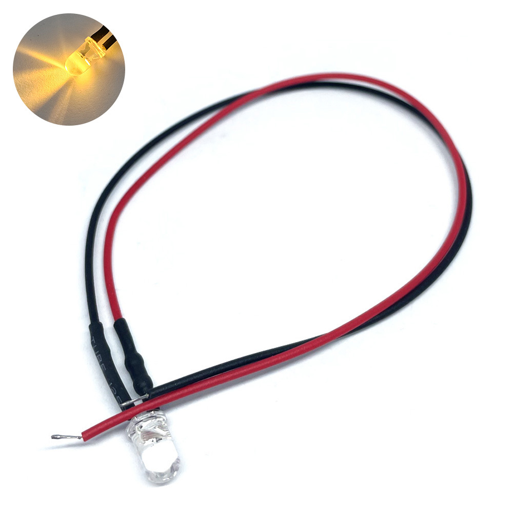 12V 5mm DIP LED 발광다이오드 플래시 웜화이트 하네스 케이블 20cm (HAL6526-2)