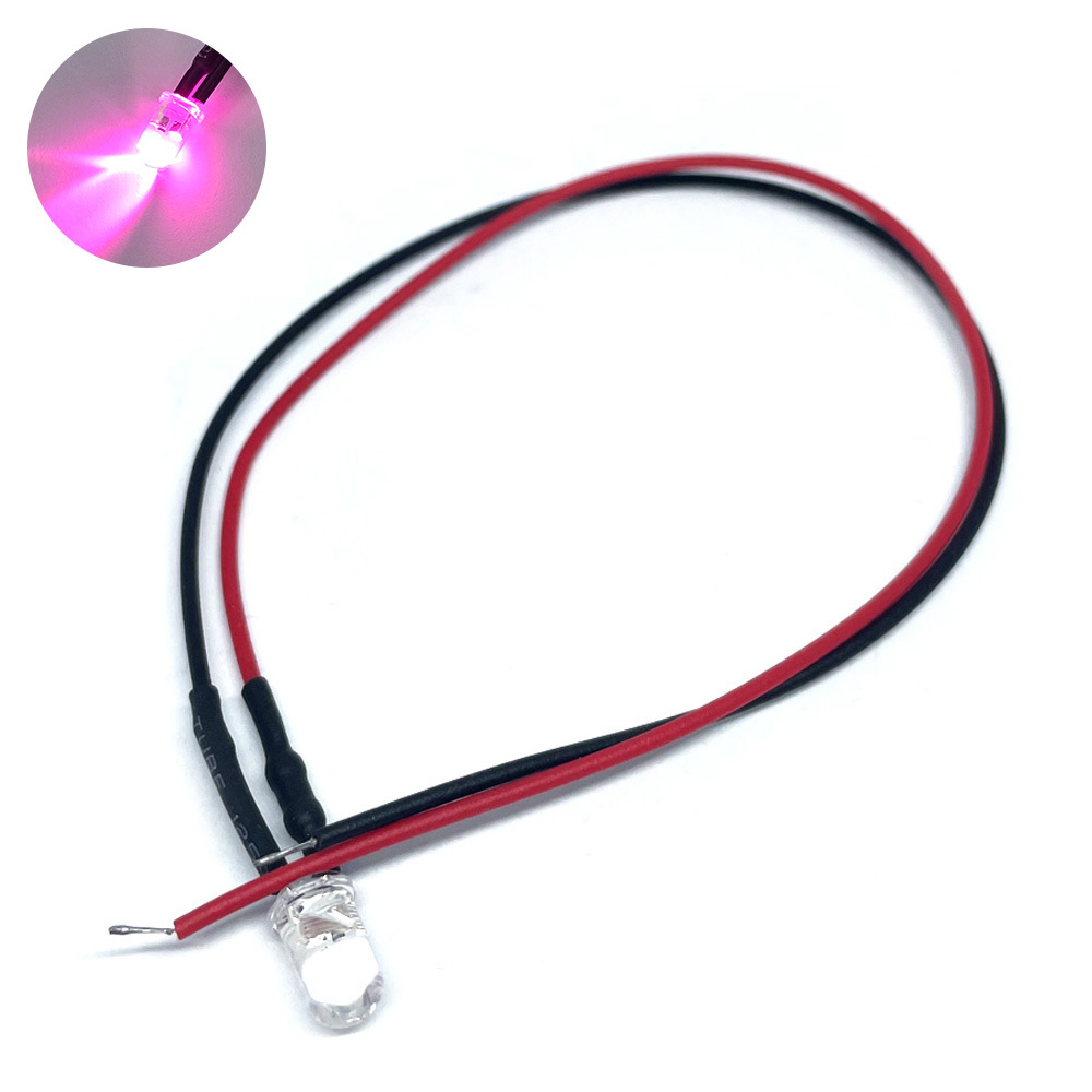 12V 5mm DIP LED 발광다이오드 플래시 핑크 하네스 케이블 20cm (HAL6527-1)