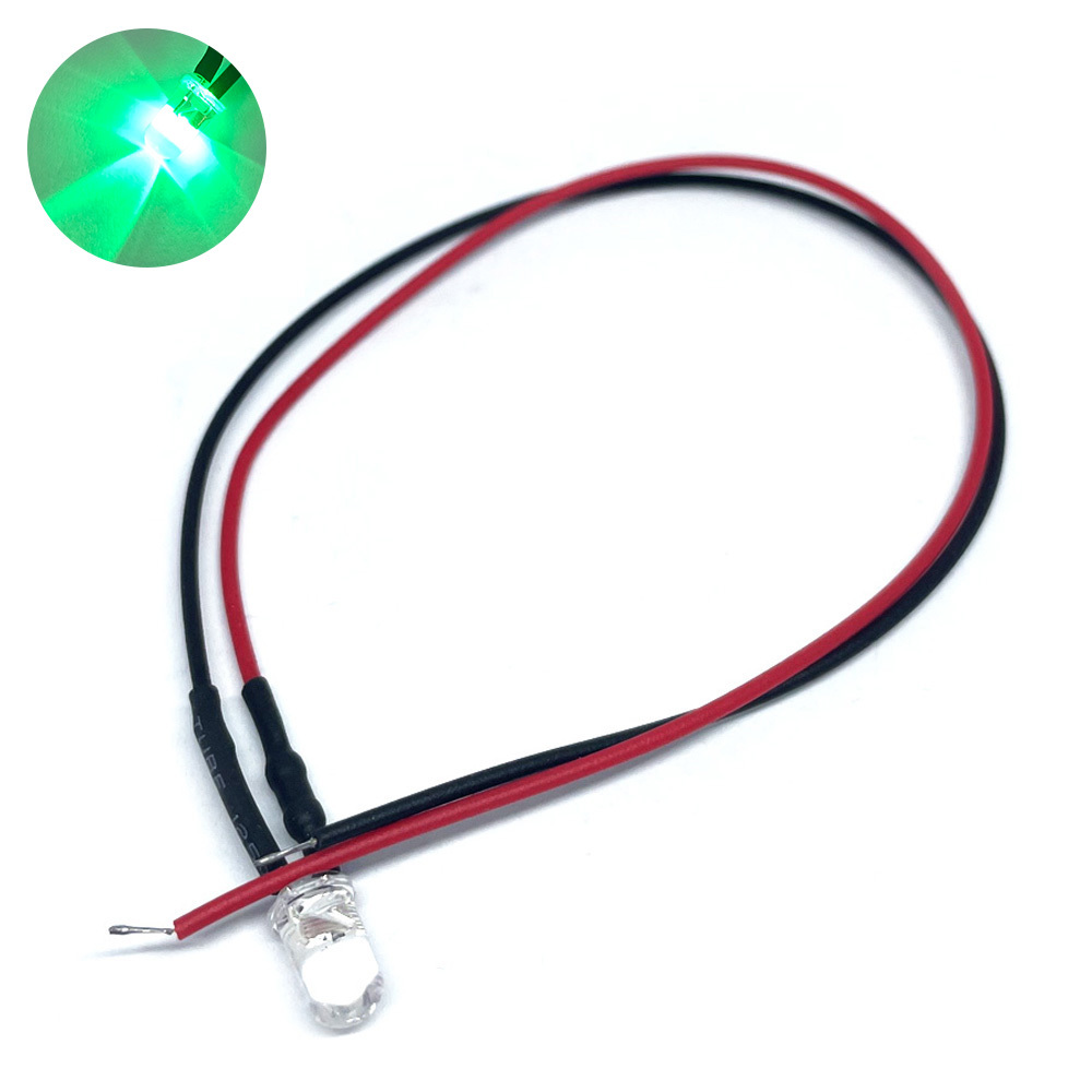 12V 5mm DIP LED 발광다이오드 플래시 그린 하네스 케이블 20cm (HAL6527-2)